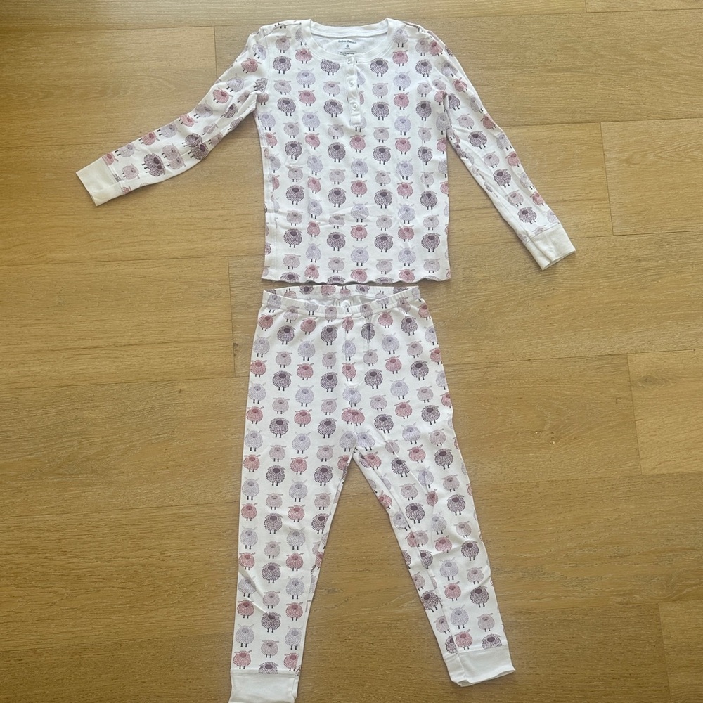 Roller Rabbit Kids Pajama Set - White and Purple Sheep Print